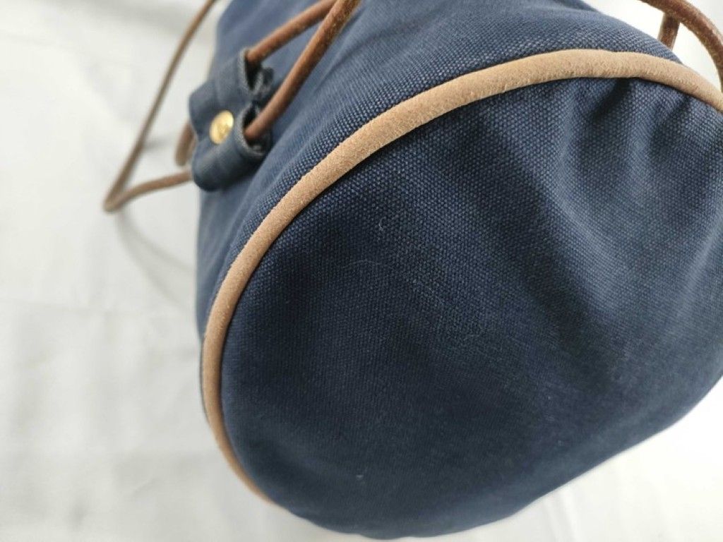Hermes Shoulder Bag Polochon Mimile PM Navy Canvas Leather — view 3