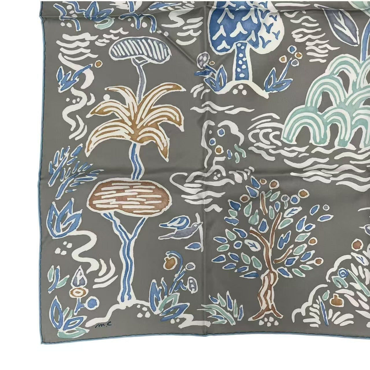 Hermes Scarf Silk Carre 90 Spring Island Isola DI Primavera Gray — view 4