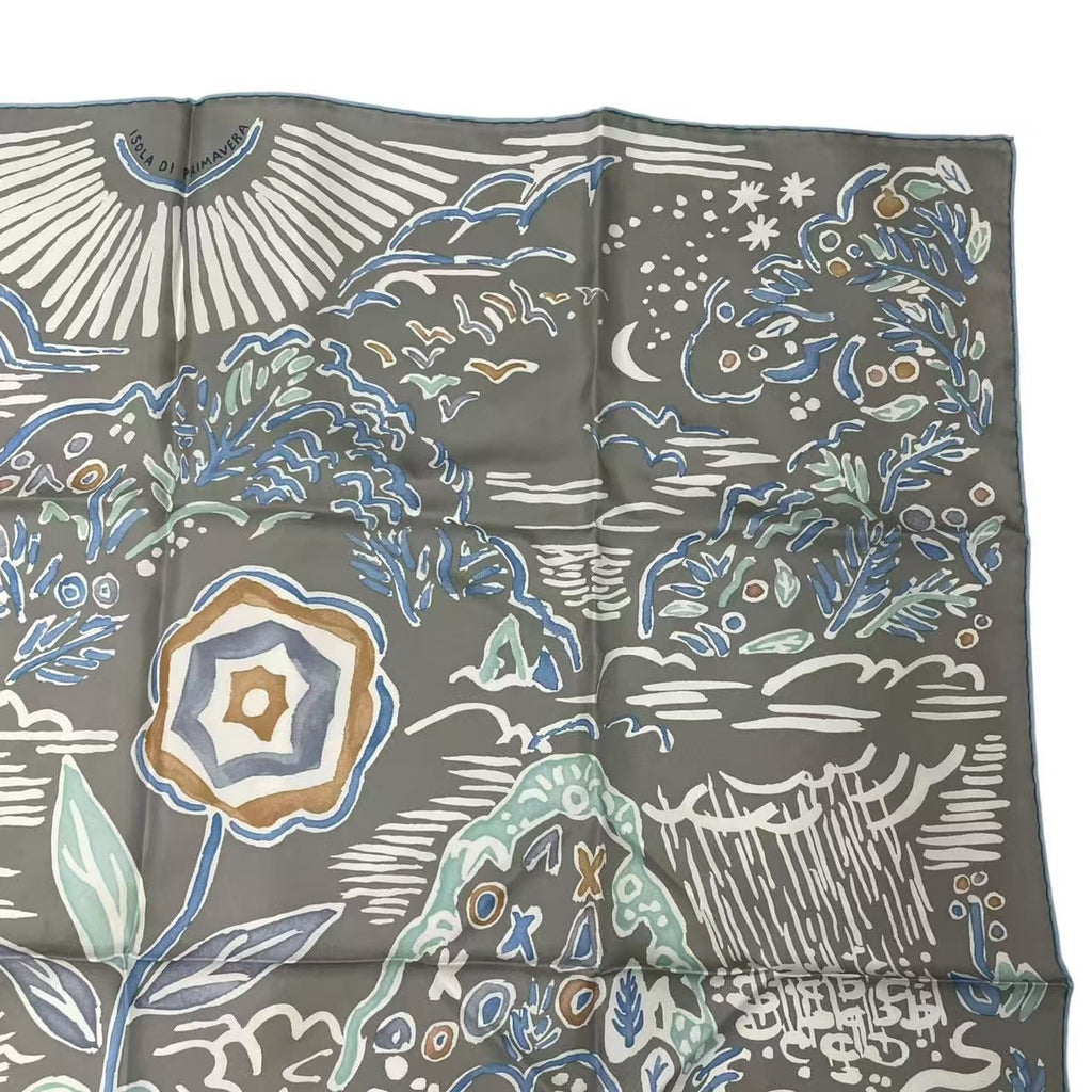 Hermes Scarf Silk Carre 90 Spring Island Isola DI Primavera Gray — view 3