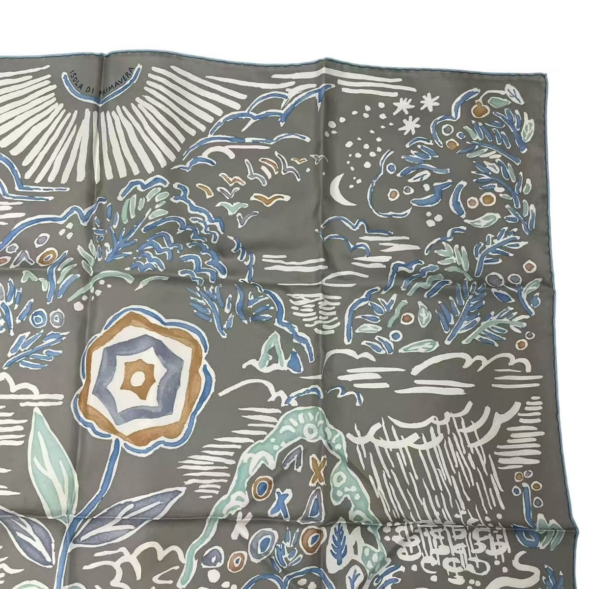 Hermes Scarf Silk Carre 90 Spring Island Isola DI Primavera Gray — view 3