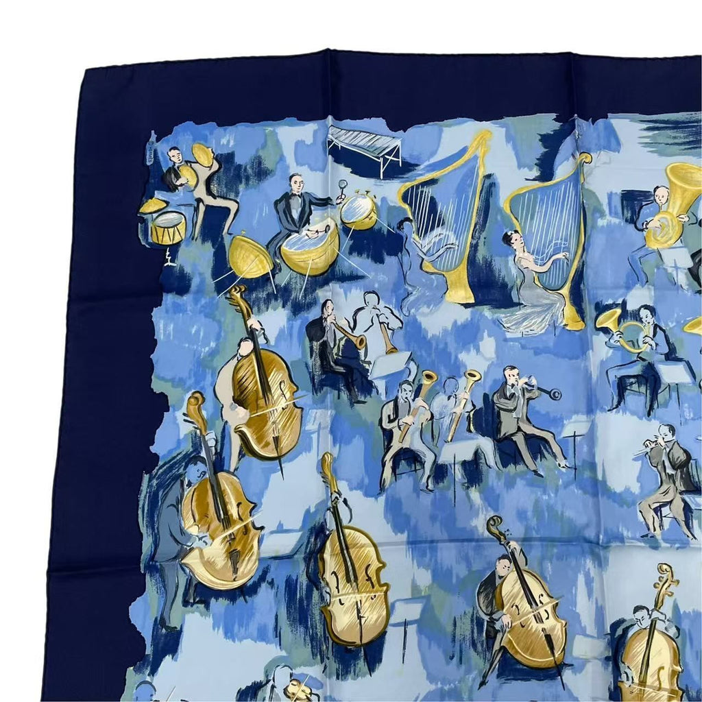Hermes Carre 90 Concerto Blue Silk Scarf — view 2