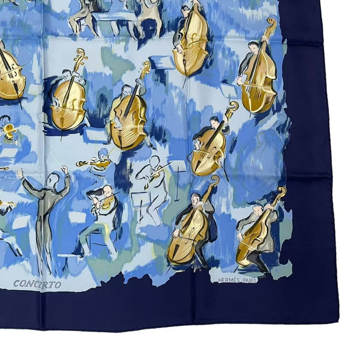 Hermes Carre 90 Concerto Blue Silk Scarf — view 5