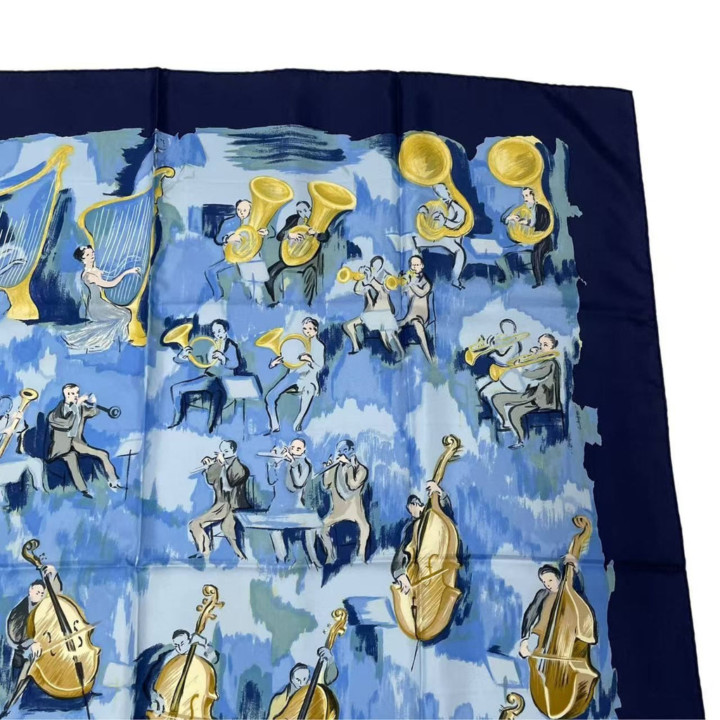 Hermes Carre 90 Concerto Blue Silk Scarf — view 3