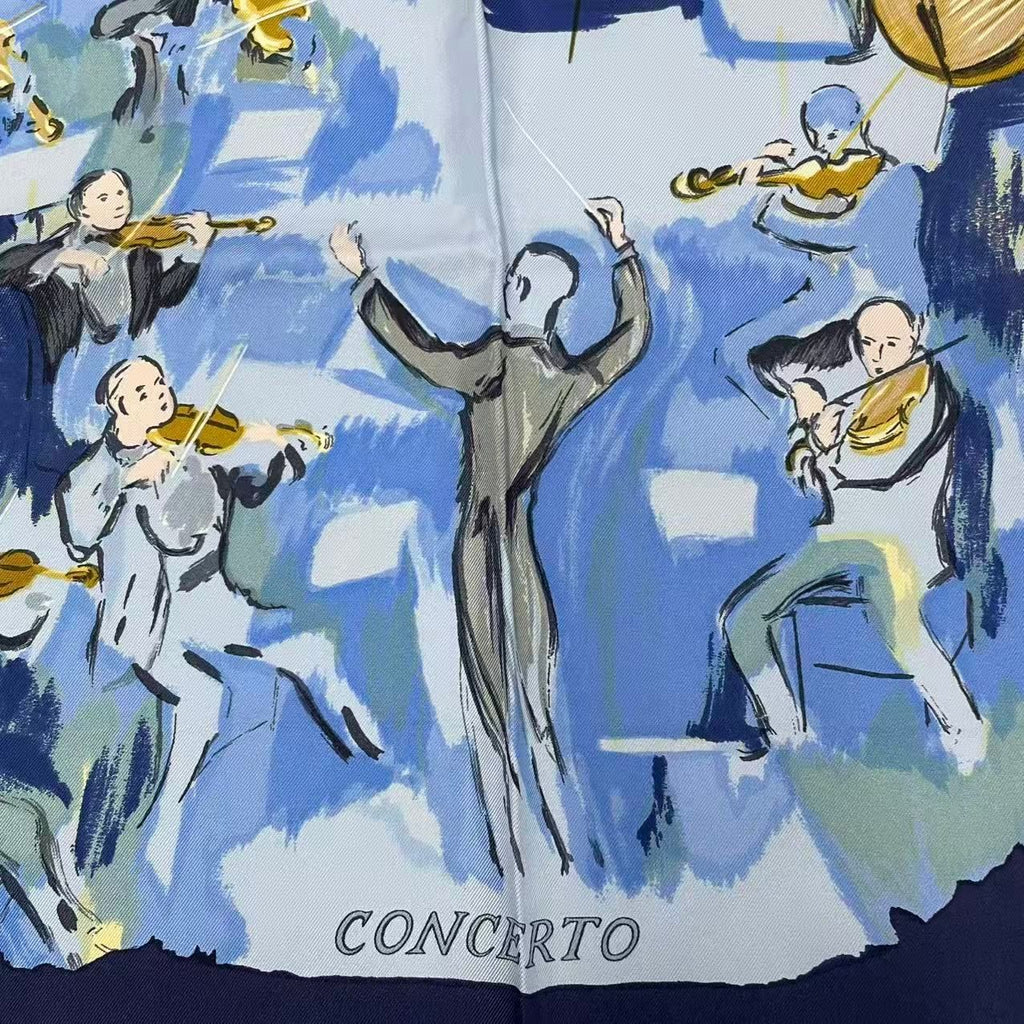 Hermes Carre 90 Concerto Blue Silk Scarf — view 7