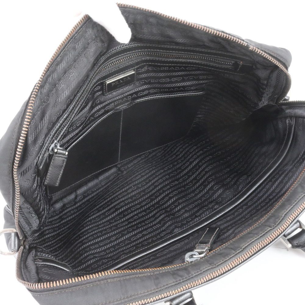 Prada Tessuto Nylon Saffiano Triangle Logo Leather Business Bag Document Bag — view 7