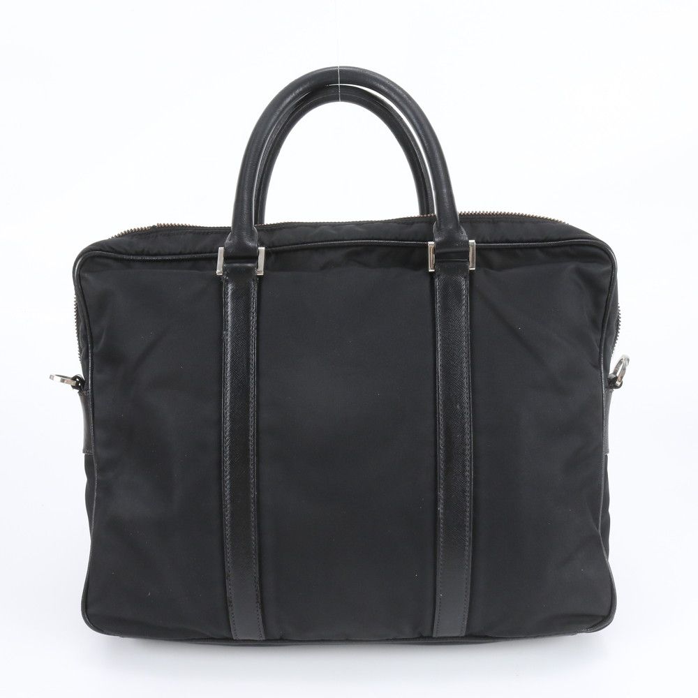 Prada Tessuto Nylon Saffiano Triangle Logo Leather Business Bag Document Bag — view 3