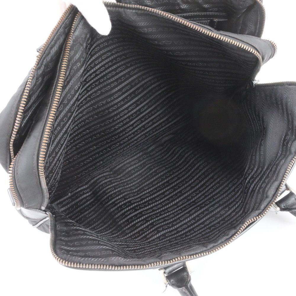 Prada Tessuto Nylon Saffiano Triangle Logo Leather Business Bag Document Bag — view 8