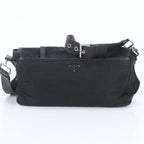 Prada Tessuto Nylon Triangle Logo Leather Shoulder Bag Crossbody Messenger — view 3