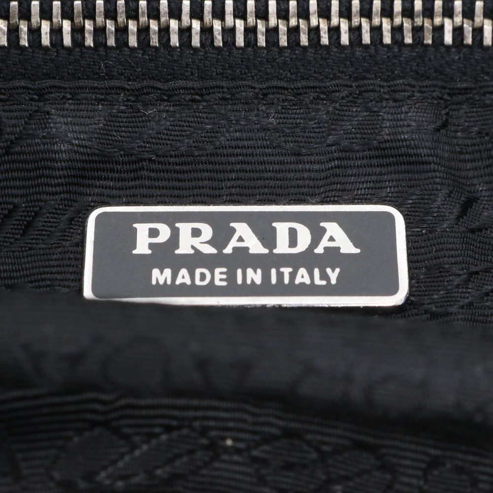 Prada Tessuto Nylon Triangle Logo Leather Shoulder Bag Crossbody Messenger — view 8