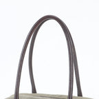 Prada Triangle Logo Leather Canvas Tote Bag Shoulder — view 2