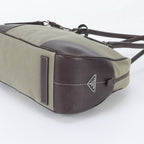 Prada Triangle Logo Leather Canvas Tote Bag Shoulder — view 4