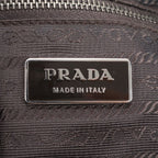 Prada Triangle Logo Leather Canvas Tote Bag Shoulder — view 8