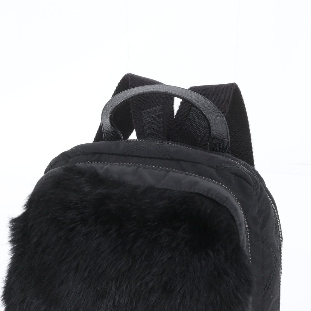 Prada Tessuto Nylon Rabbit Fur Leather Backpack — view 2