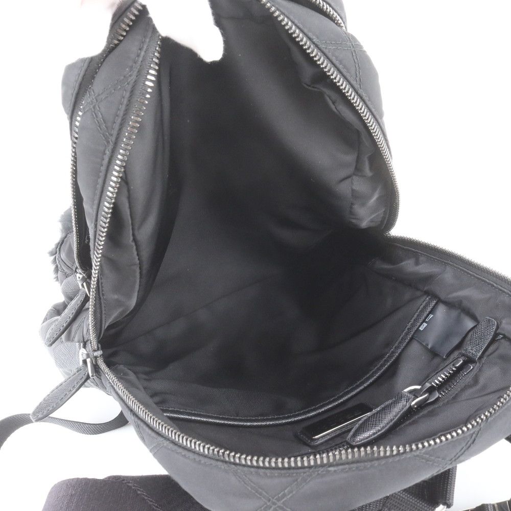 Prada Tessuto Nylon Rabbit Fur Leather Backpack — view 8