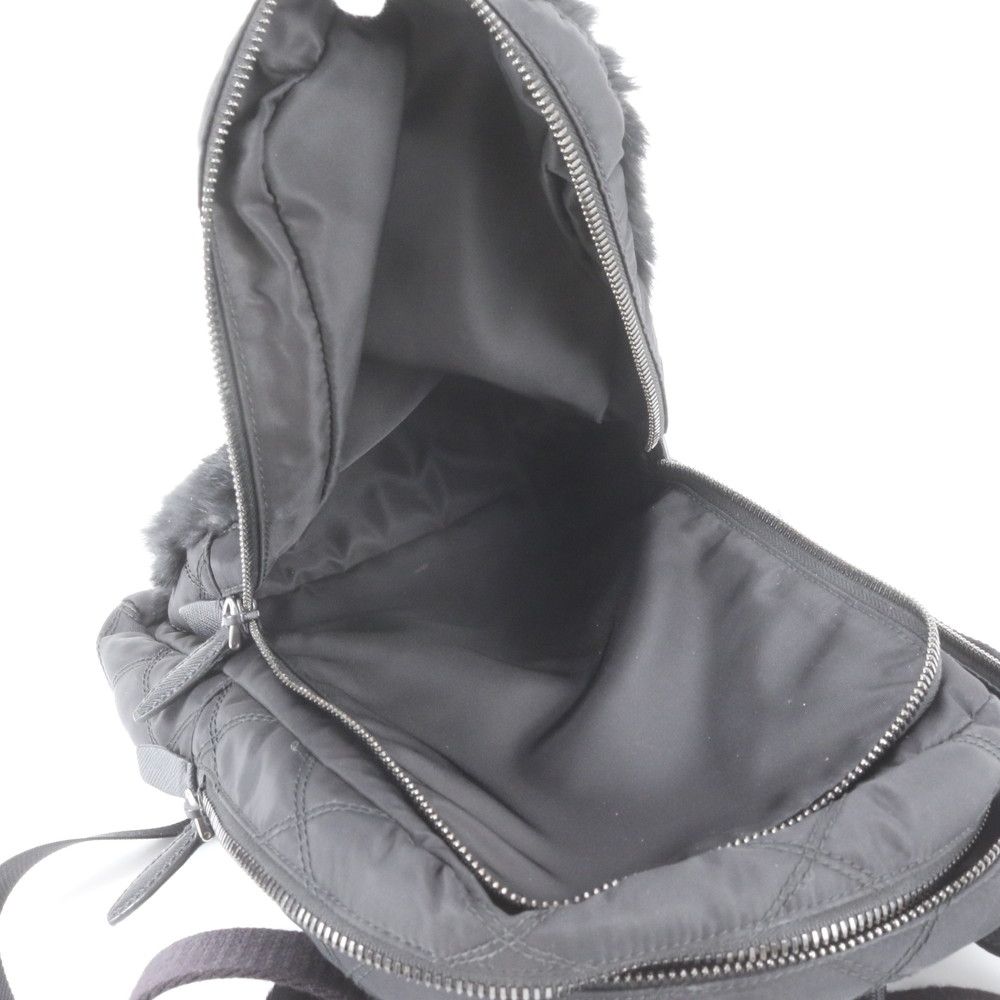 Prada Tessuto Nylon Rabbit Fur Leather Backpack — view 7