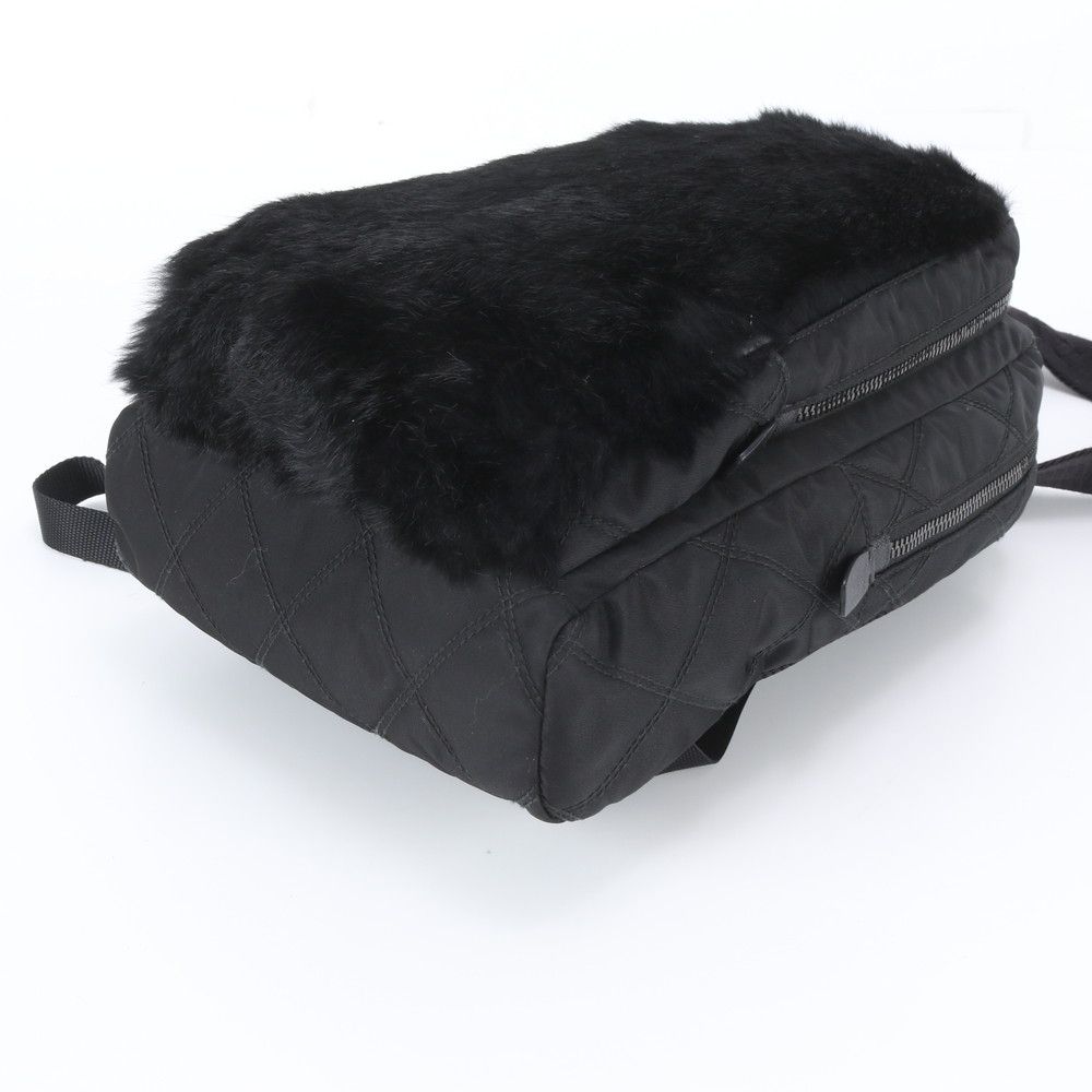 Prada Tessuto Nylon Rabbit Fur Leather Backpack — view 5