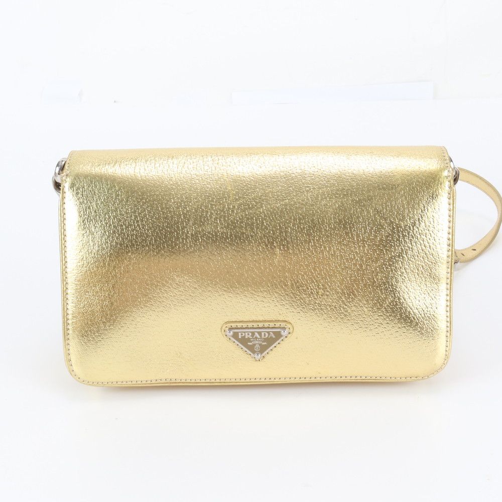 Prada Leather Shoulder Bag Crossbody Gold — view 3