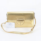 Prada Leather Shoulder Bag Crossbody Gold