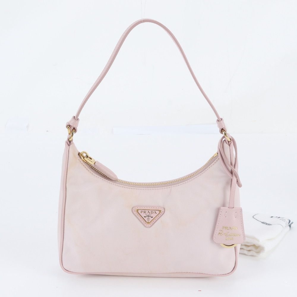 Prada Re-Nylon Triangle Logo Leather Shoulder Bag