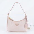 Prada Re-Nylon Triangle Logo Leather Shoulder Bag