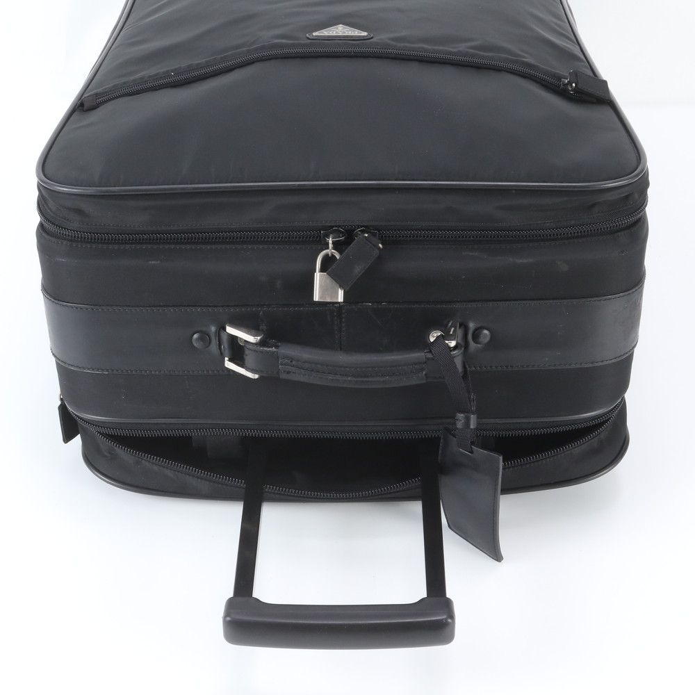 Prada Tessuto Nylon Triangle Logo Leather Suitcase Carry Case Bag — view 4
