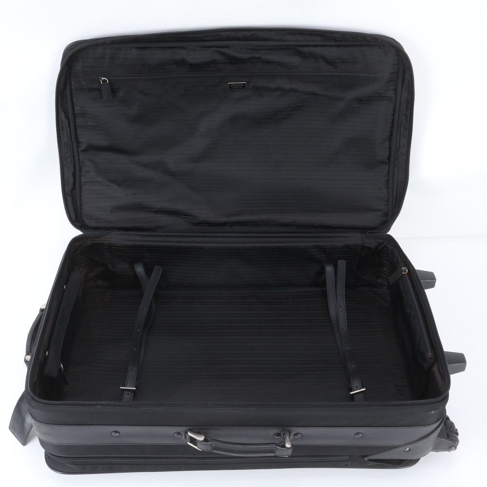Prada Tessuto Nylon Triangle Logo Leather Suitcase Carry Case Bag — view 8