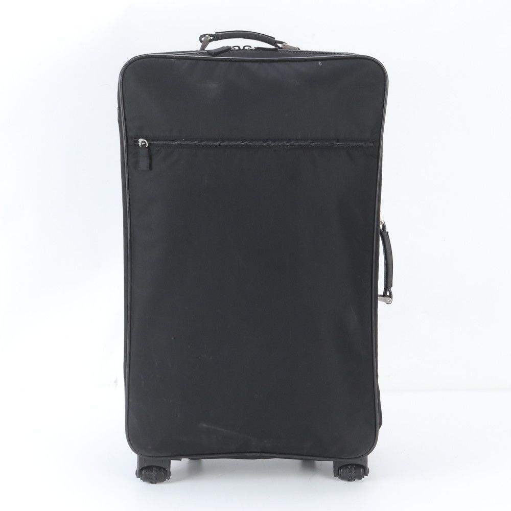Prada Tessuto Nylon Triangle Logo Leather Suitcase Carry Case Bag — view 3