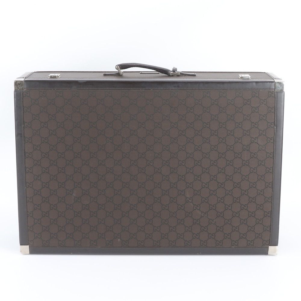 Gucci GG Nylon Leather Trunk Hard Case Boston Bag Brown — view 3