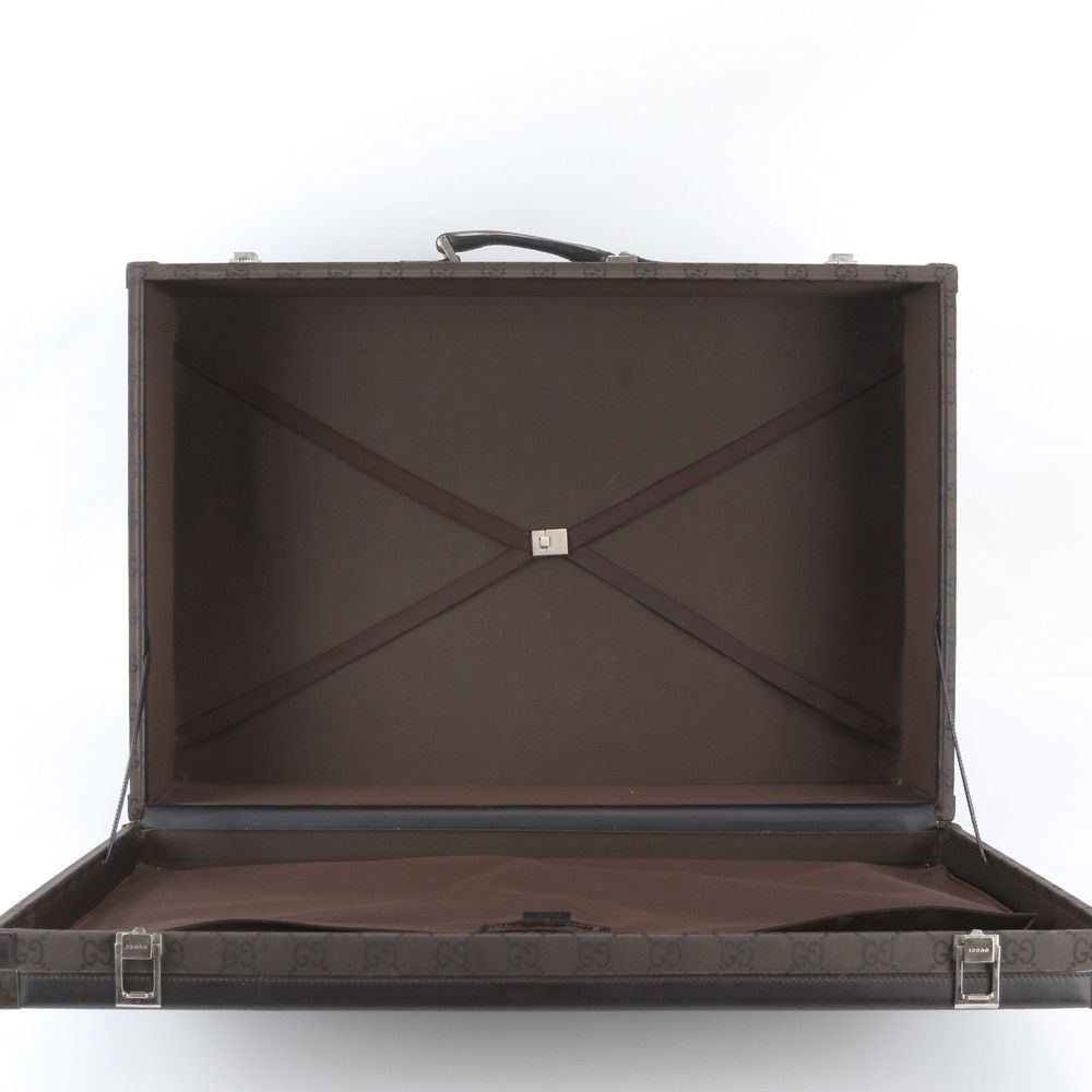 Gucci GG Nylon Leather Trunk Hard Case Boston Bag Brown — view 8