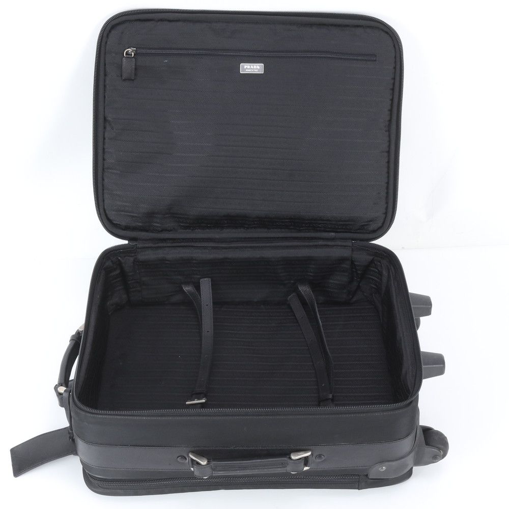 Prada Tessuto Nylon Saffiano Leather Suitcase Carry Case Bag — view 8