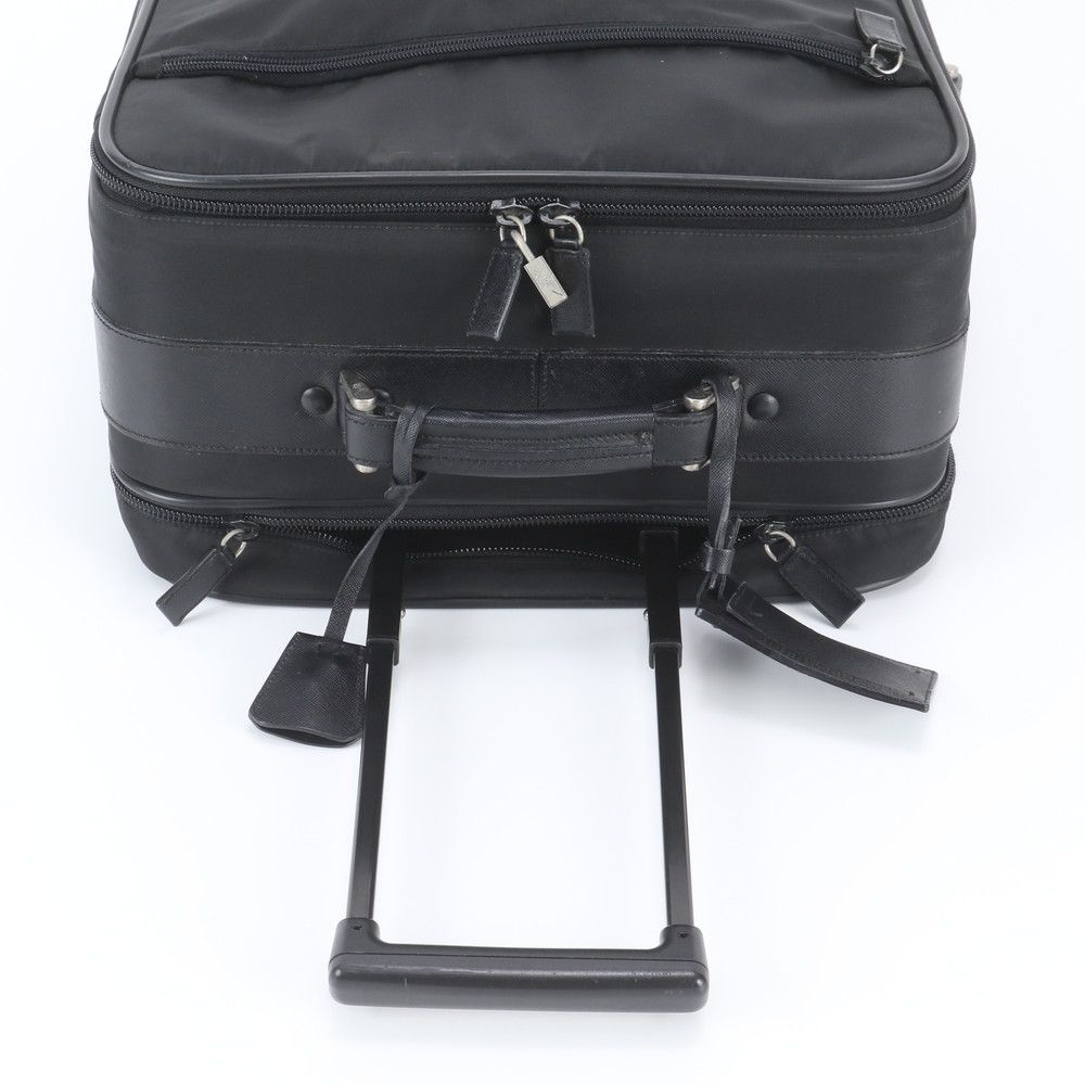 Prada Tessuto Nylon Saffiano Leather Suitcase Carry Case Bag — view 4