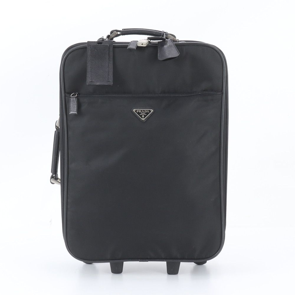 Prada Tessuto Nylon Saffiano Leather Suitcase Carry Case Bag — view 2
