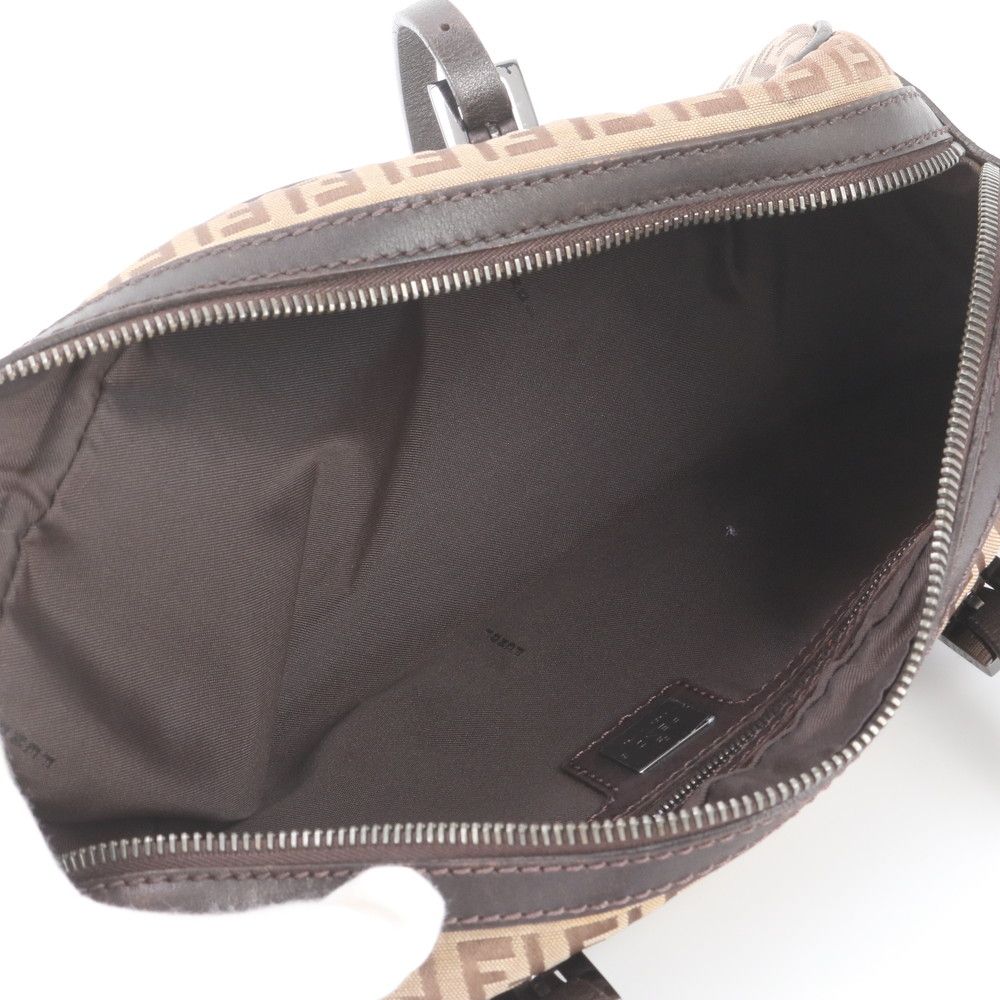 Fendi Zucchino Leather Canvas Shoulder Bag — view 7