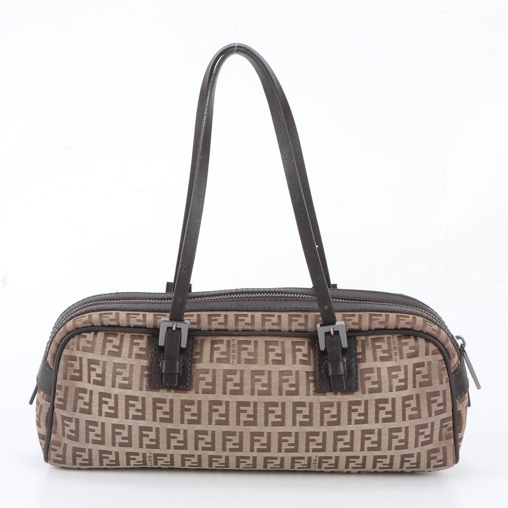 Fendi Zucchino Leather Canvas Shoulder Bag — view 3