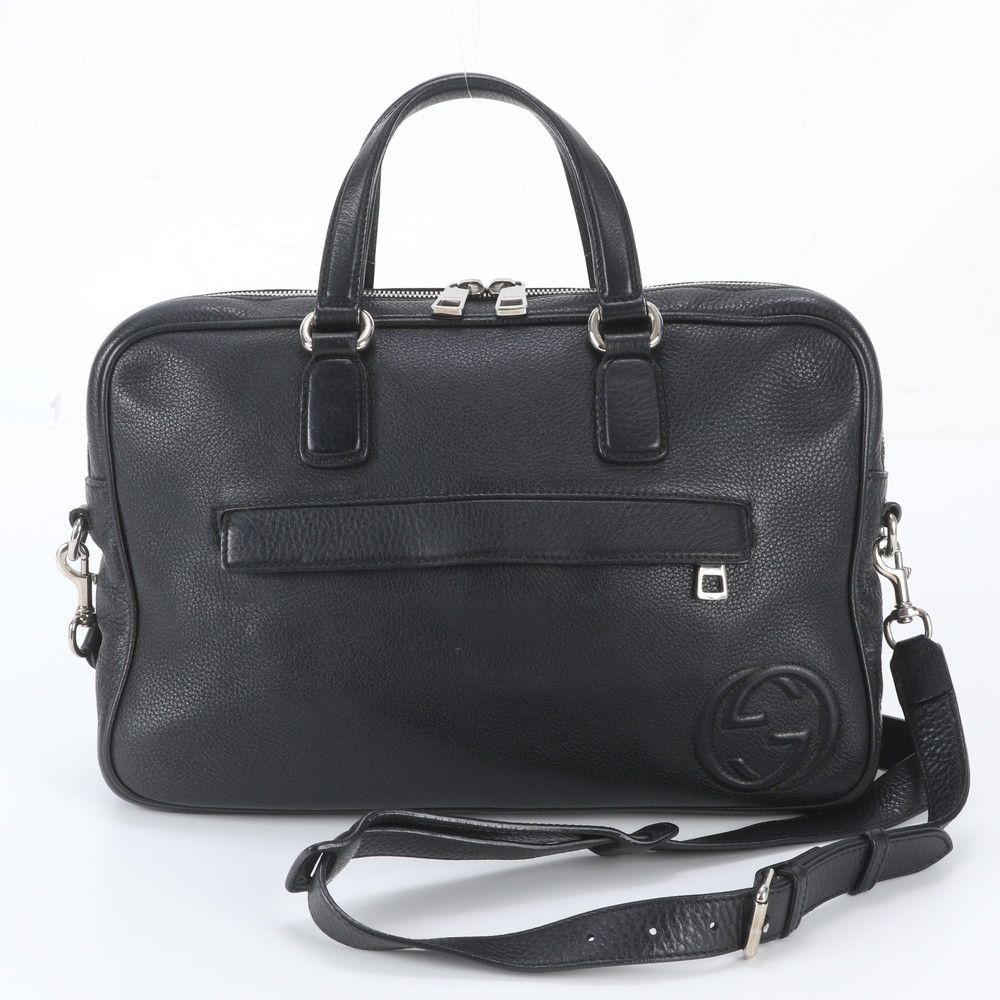 Gucci Interlocking G Leather 2-Way Business Bag Crossbody Document Bag