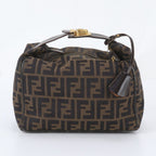 Fendi Zucca Pouch Leather Nylon Handbag Clutch
