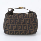 Fendi Zucca Pouch Leather Nylon Handbag Clutch — view 3