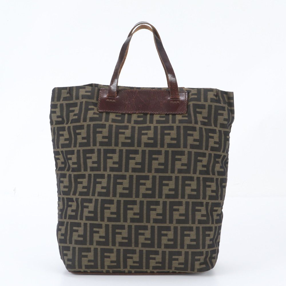 Fendi Zucca Leather Nylon Tote Bag Shoulder — view 3