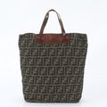 Fendi Zucca Leather Nylon Tote Bag Shoulder
