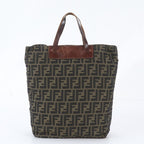 Fendi Zucca Leather Nylon Tote Bag Shoulder