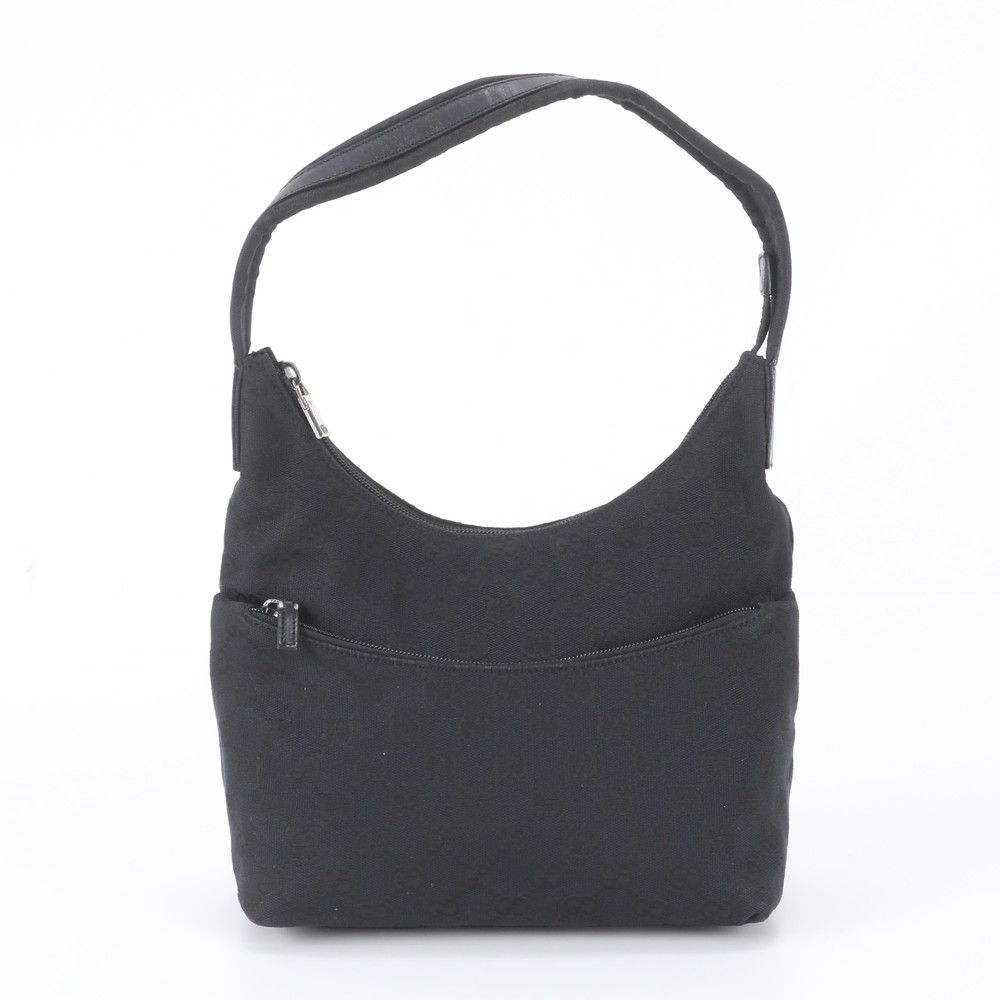Gucci GG Canvas Leather Bag Shoulder Hand Black
