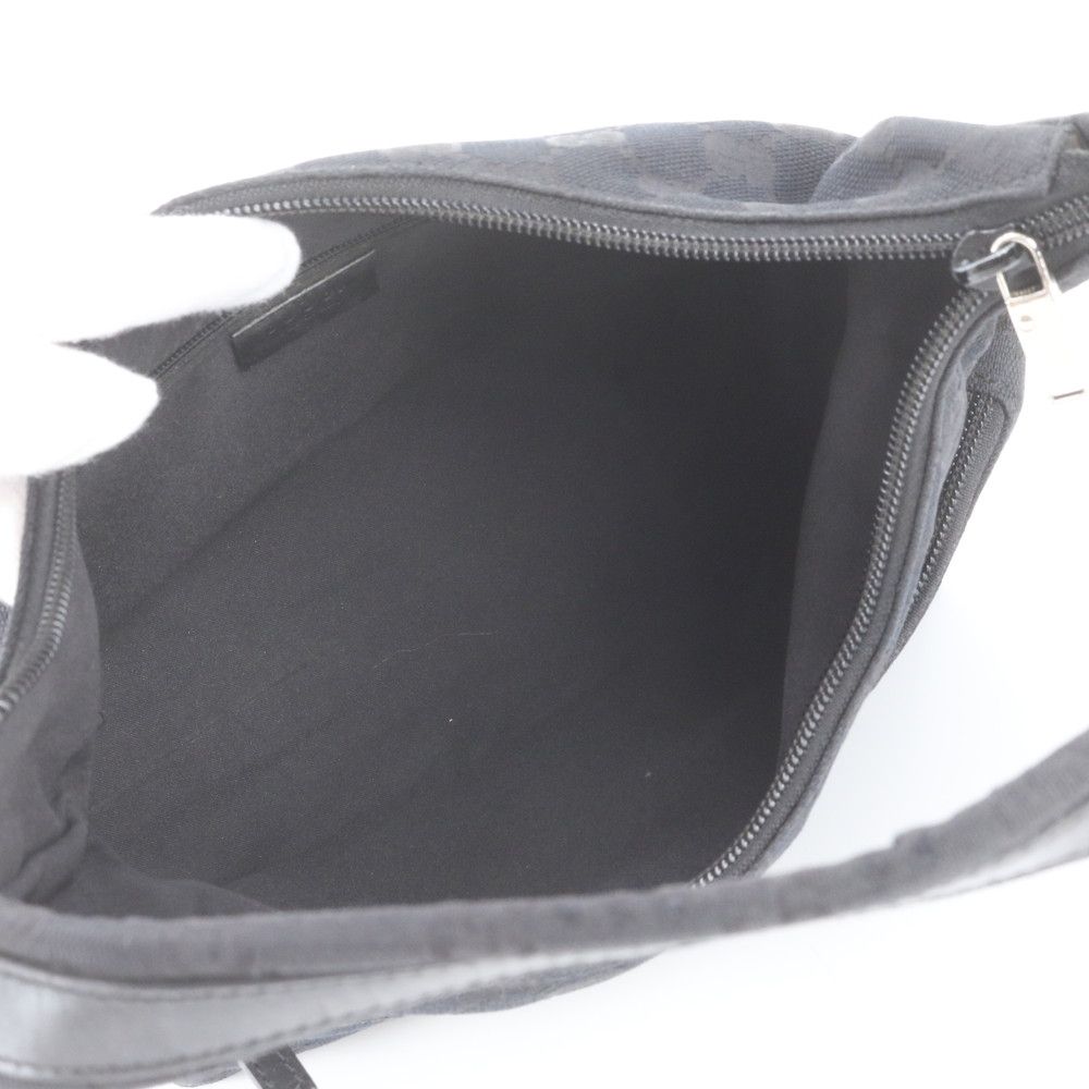 Gucci GG Canvas Leather Bag Shoulder Hand Black — view 7