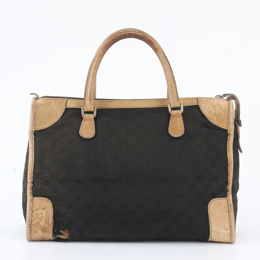 Gucci GG Canvas Leather Tote Bag Shoulder Business Document — view 3