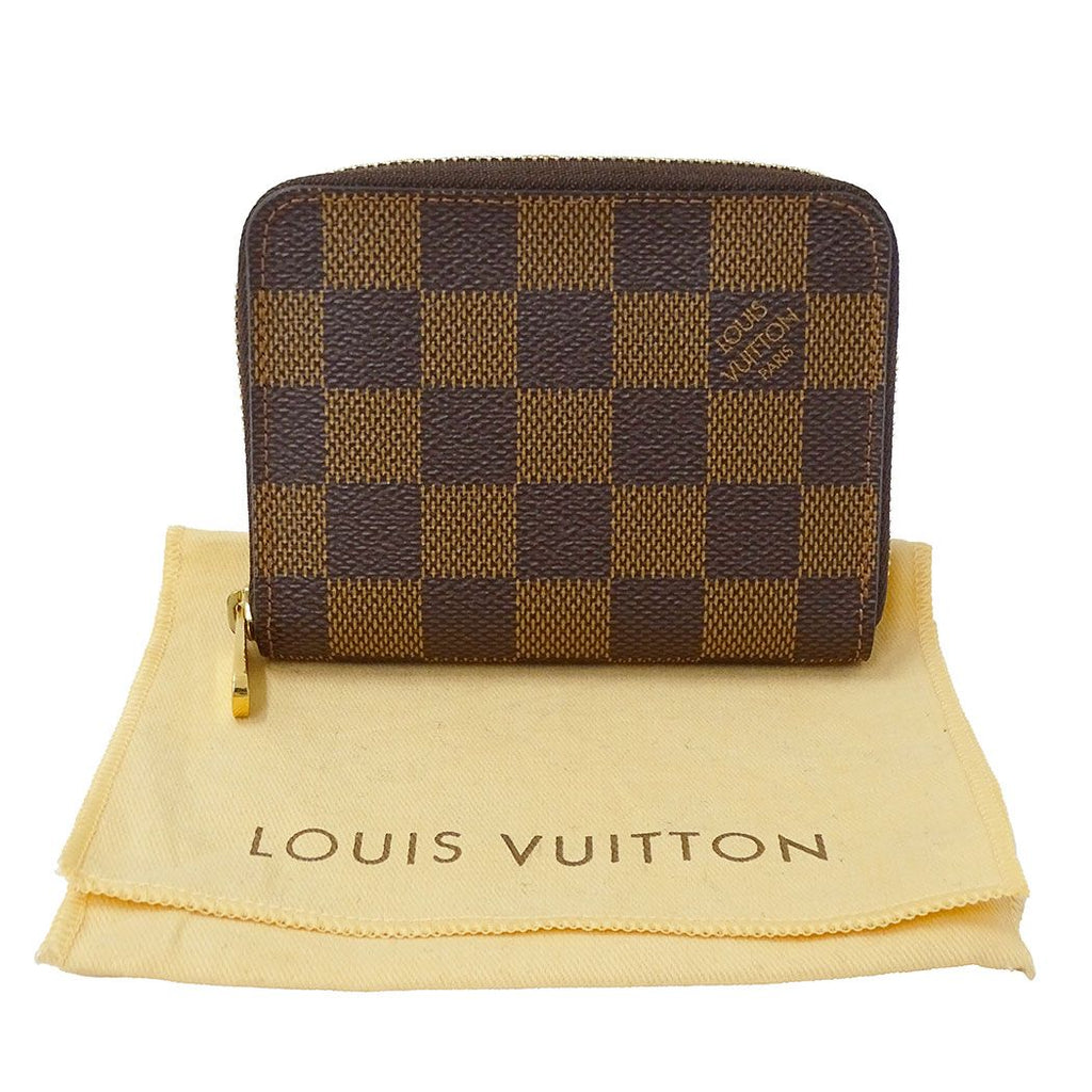 Louis Vuitton Wallet Coin Purse Damier Canvas Zippy Brown Zip Around Card Case — view 5