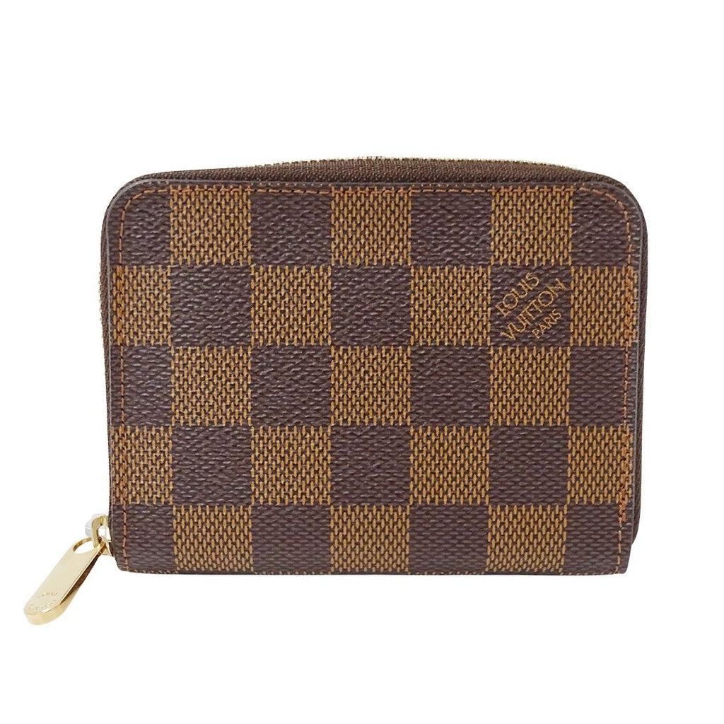 Louis Vuitton Wallet Coin Purse Damier Canvas Zippy Brown Zip Around Card Case