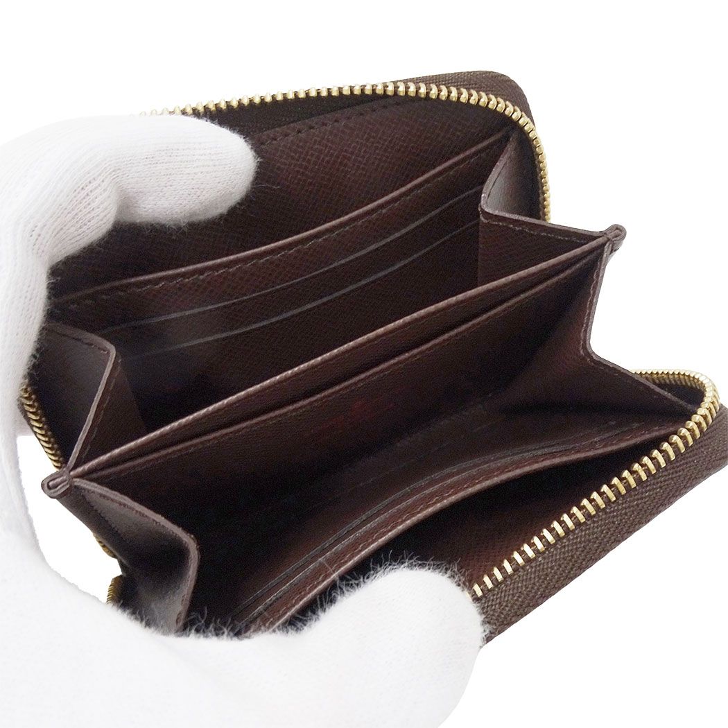 Louis Vuitton Wallet Coin Purse Damier Canvas Zippy Brown Zip Around Card Case — view 6