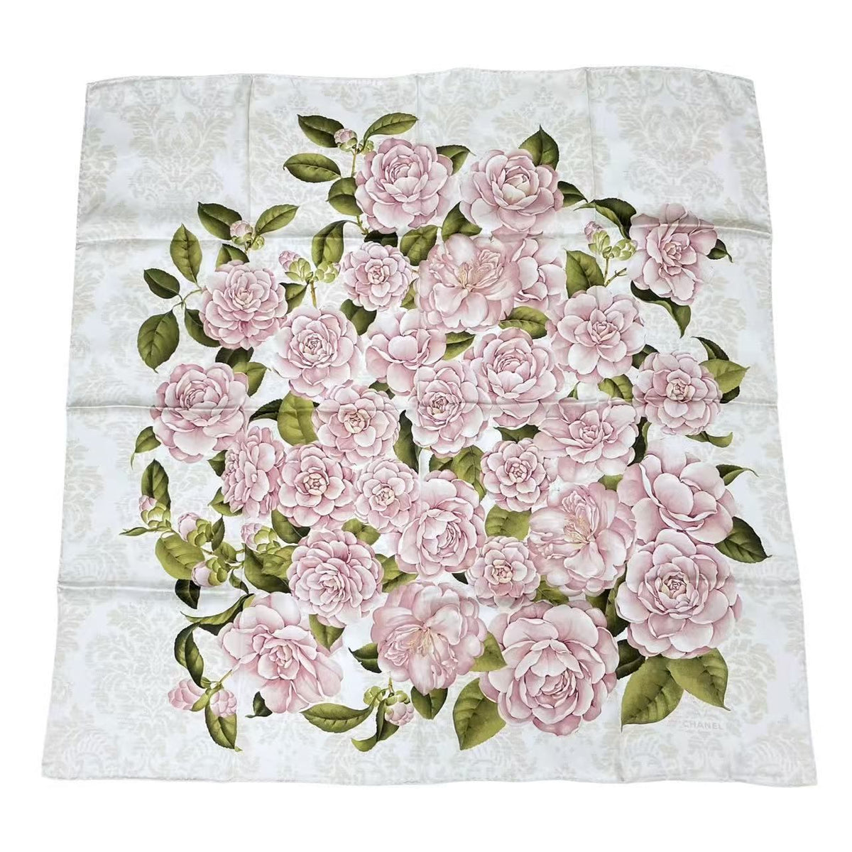 Chanel Camellia Floral Silk Scarf Large Ivory