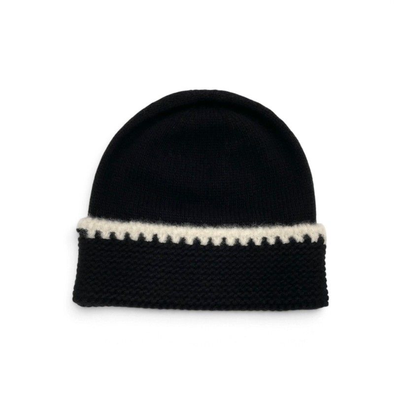 Chanel Hat Black White CC Logo Knit Hat — view 3