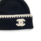 Chanel Hat Black White CC Logo Knit Hat — view 4