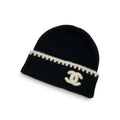 Chanel Hat Black White CC Logo Knit Hat